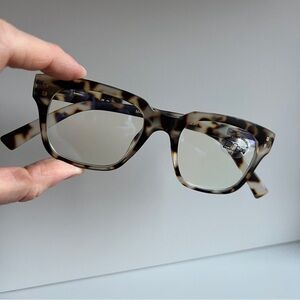 AJ Morgan gray brown tortoise classic rectangular blue light blocking eyeglasses